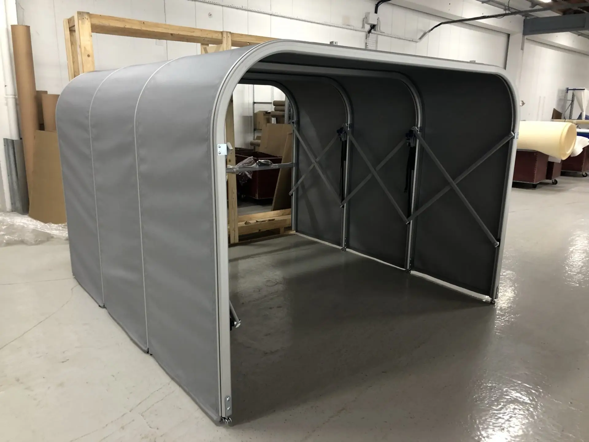 tunnel retractable en toile ignifugée M0